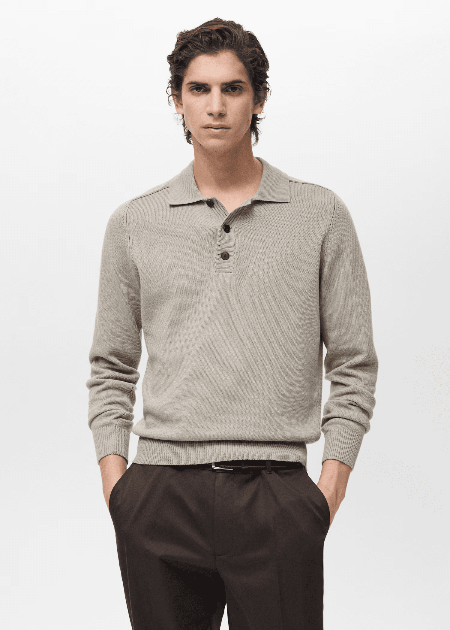 Cotton knitted polo shirt